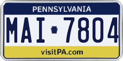 PA license plate MAI7804