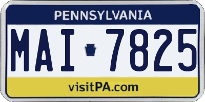 PA license plate MAI7825