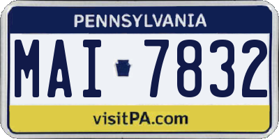 PA license plate MAI7832