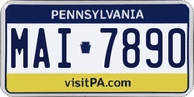 PA license plate MAI7890
