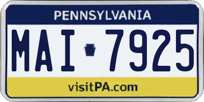 PA license plate MAI7925