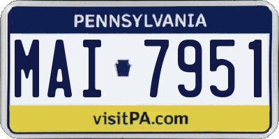 PA license plate MAI7951