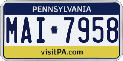 PA license plate MAI7958