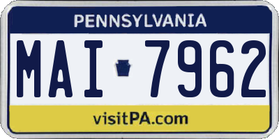 PA license plate MAI7962