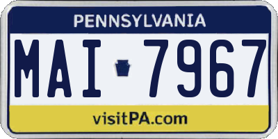 PA license plate MAI7967