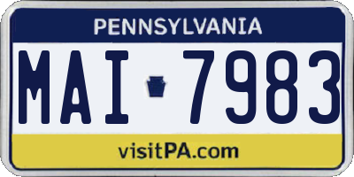 PA license plate MAI7983
