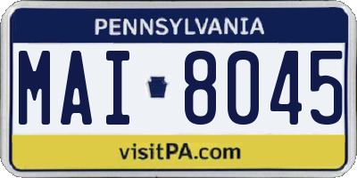 PA license plate MAI8045