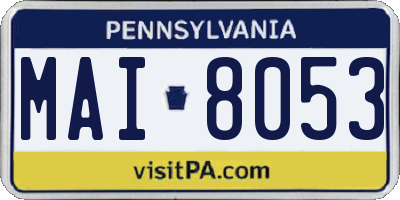 PA license plate MAI8053