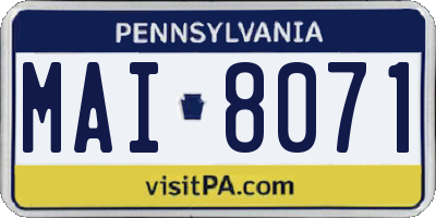 PA license plate MAI8071