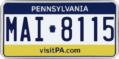 PA license plate MAI8115