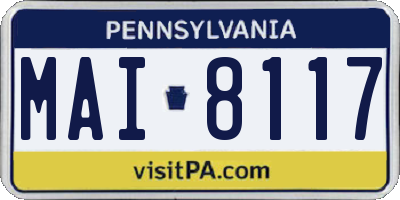 PA license plate MAI8117