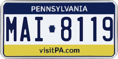 PA license plate MAI8119