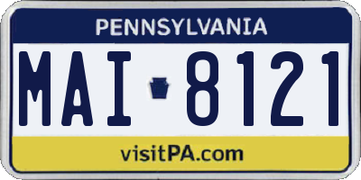 PA license plate MAI8121