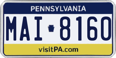 PA license plate MAI8160