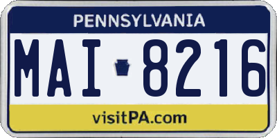 PA license plate MAI8216