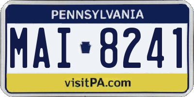 PA license plate MAI8241