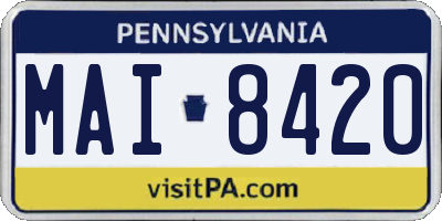 PA license plate MAI8420