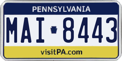 PA license plate MAI8443