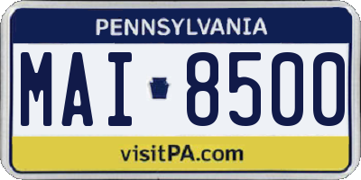 PA license plate MAI8500