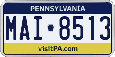 PA license plate MAI8513