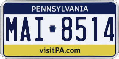 PA license plate MAI8514
