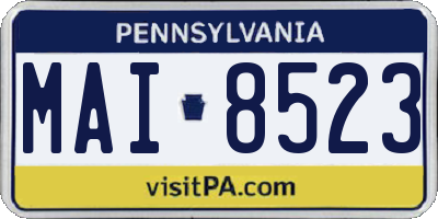 PA license plate MAI8523