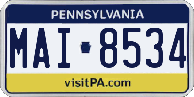 PA license plate MAI8534