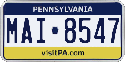 PA license plate MAI8547