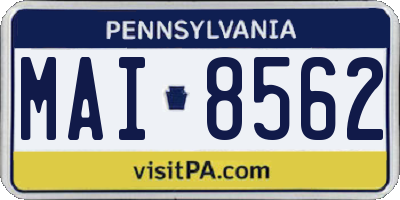 PA license plate MAI8562