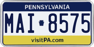 PA license plate MAI8575