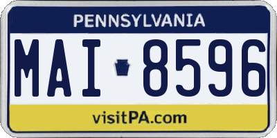 PA license plate MAI8596