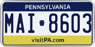 PA license plate MAI8603