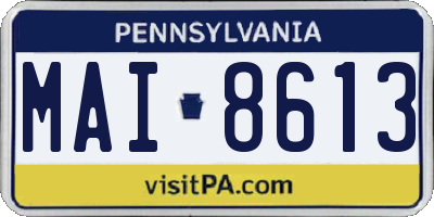 PA license plate MAI8613