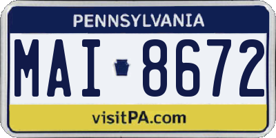 PA license plate MAI8672