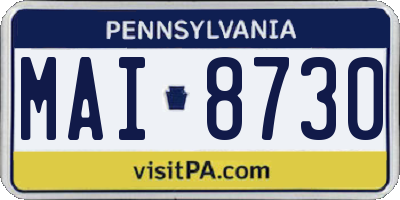 PA license plate MAI8730