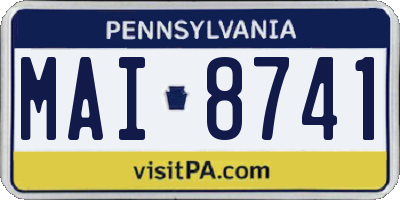 PA license plate MAI8741