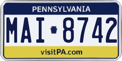 PA license plate MAI8742