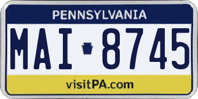 PA license plate MAI8745