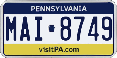 PA license plate MAI8749