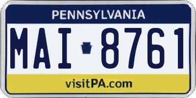 PA license plate MAI8761