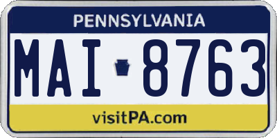 PA license plate MAI8763