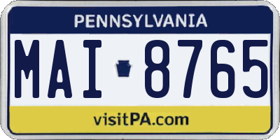 PA license plate MAI8765