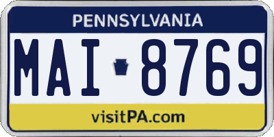 PA license plate MAI8769