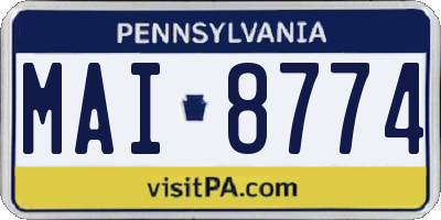 PA license plate MAI8774