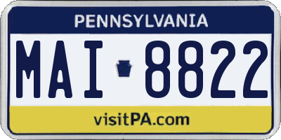 PA license plate MAI8822