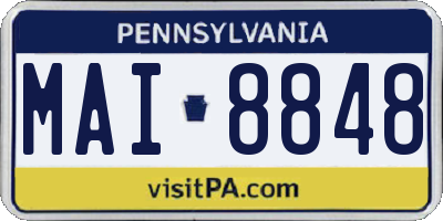 PA license plate MAI8848