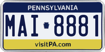 PA license plate MAI8881