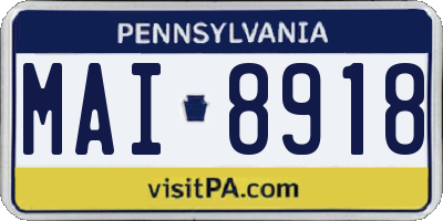 PA license plate MAI8918