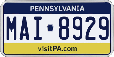 PA license plate MAI8929