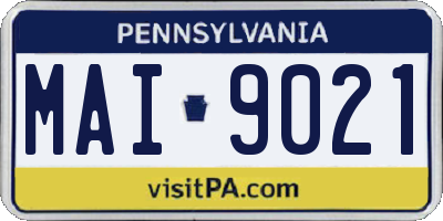 PA license plate MAI9021